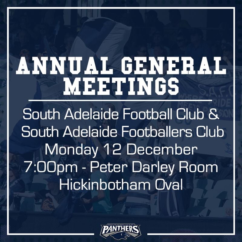 South Adelaide AGMs 2016 South Adelaide AGMs 2016